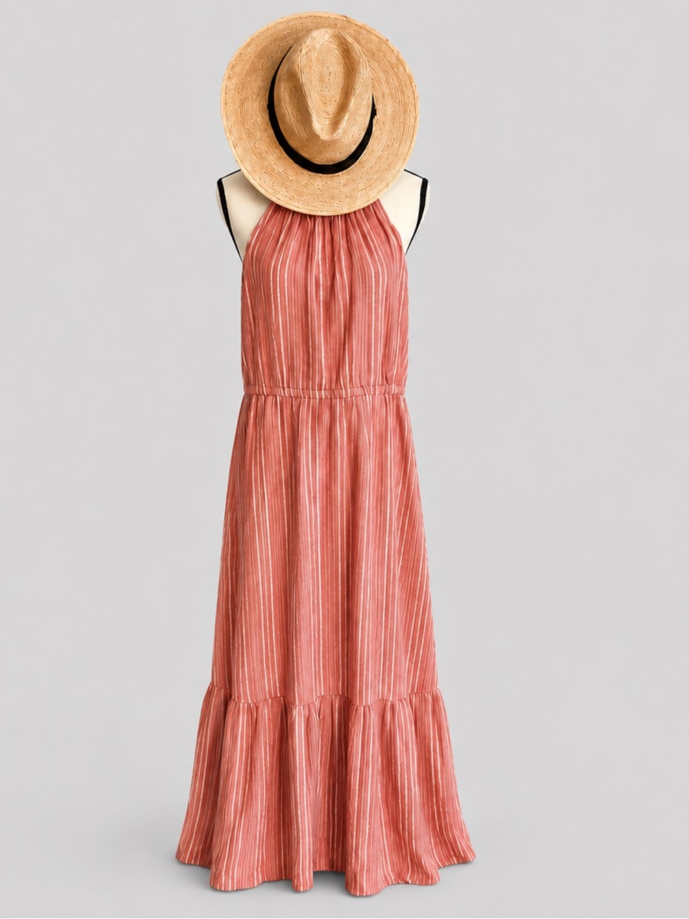Old Navy Red Striped Halter Maxi Dress